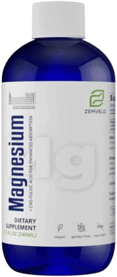 Flydende ionisk Natural Magnesium; 96 Day Supply Measures 124; Longevity and Wellness Measures 124; Food Support Measures 124; Restable Sleep Measures Support