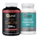 Qunol CoQ10 200mg Softgels, Ultra High Absorption Coenzym Q10 Supplements - 2 Monthly Supply - 60 Count Magnesium 3 i 1 tabletter med calcium, Magnesium & Zink, 270 Count