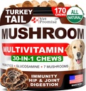 Svampe til hunde - 170 tykkere - Kalkun Hale - Svampe supplement til hunde - Lions Mane - Reishi - Immunity Support Multivitamin Vitaminer - Fælles sundhed - Energi - Gut - Hud - Made in USA