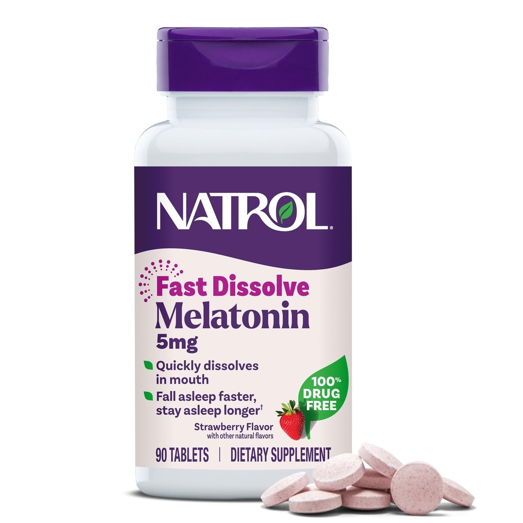 Natrol 5mg Fast Opløs tabletter Melatonin Strawberry Flavor