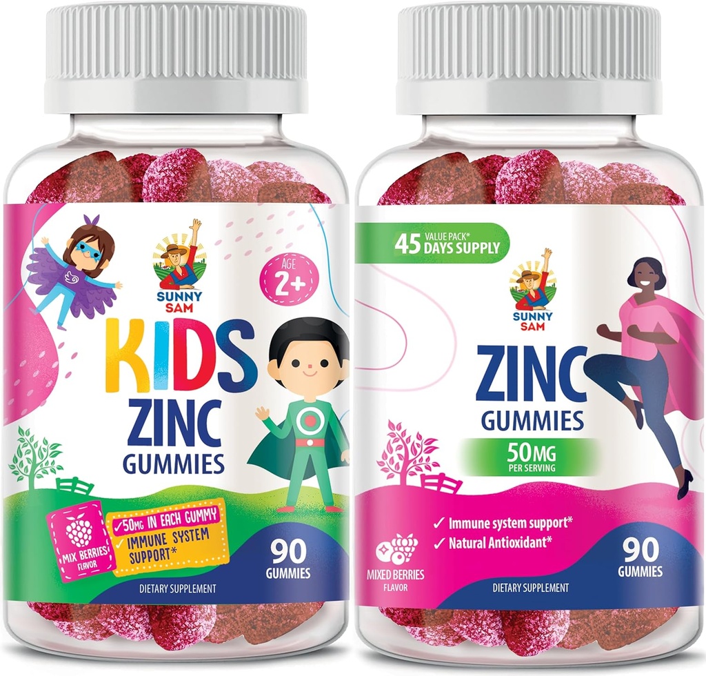 Zinkgummier til voksne og zinkgummier til børn. Zink tyggetøj til immunforsvar - kraftfuld naturlige antioxidant ikke-GMO supplement til børn mænd kvinder voksne