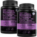 12- in-1 Melatonin sovekapsler - naturlige sovemidler til voksne med Melatonin 5mg og Magnesium Glycinat 500mg, Sleep Aid med Ashwagandha, L Theanine, Valerian Root, GABA, 5- HTP (90ct, Pack of 2)