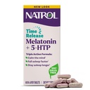 Natrol Melatonin + 5- HTP Time Release Sleep Aid, Triple Action Formel, berolige sindet, falde hurtigere og holde sig længere, 60 Bi- Layer Tablets, Op til en 60 dages forsyning