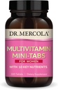 Dr. Mercola Multivitamin Mini- Tabs for Women, 30 Servering (300 tabletter), med 10 nøglenæringsstoffer, Understøtter optimal kvinders sundhed, ikke-GMO