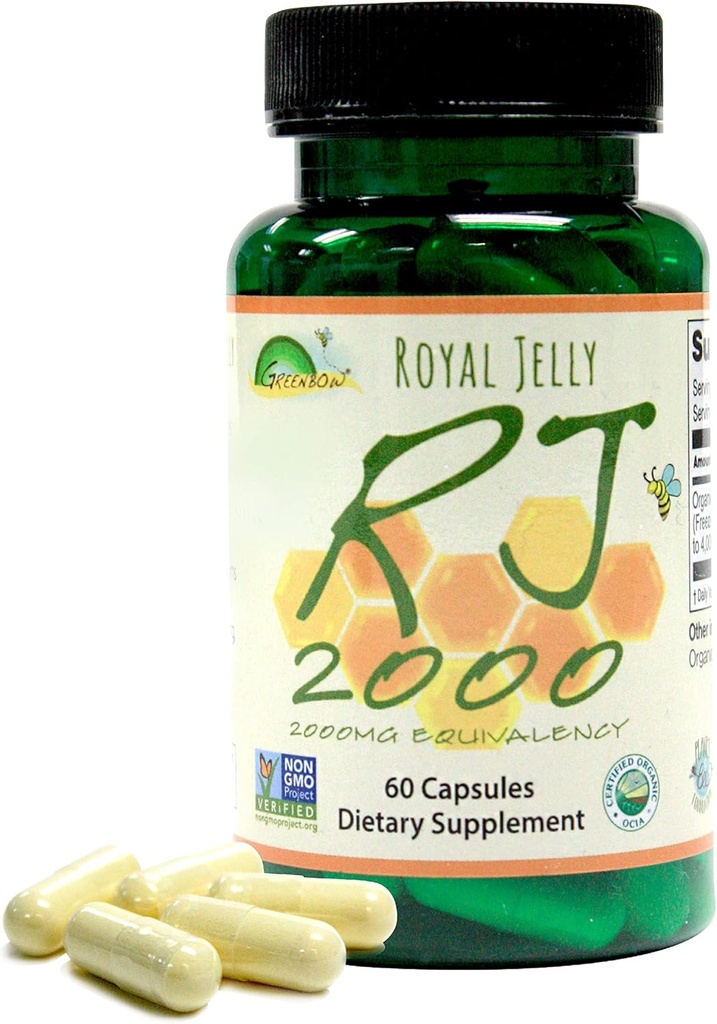 Greenbow Royal Jelly 2000mg Equivalency - Ikke GMO Lavet med Organic Royal Jelly - En af de mest næringsrige pakket - (60 Vegan kapsler)