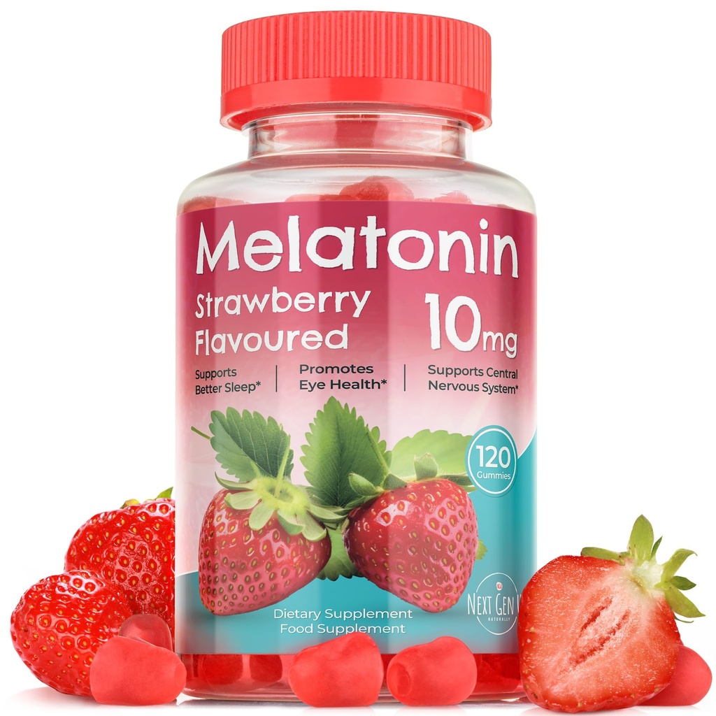 Melatonin Gummies - 10 mg Kosttilskud - Strawberry Flavored - 120 Vegan Gummies - by NextGenU