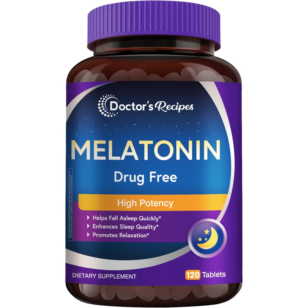 Lægens opskrifter Melatonin 10 mg, høj potens, ikke-Habit Forming, Vegan, søvn Support til mænd og kvinder, ikke-GMO, No Gluten, 120 tabletter