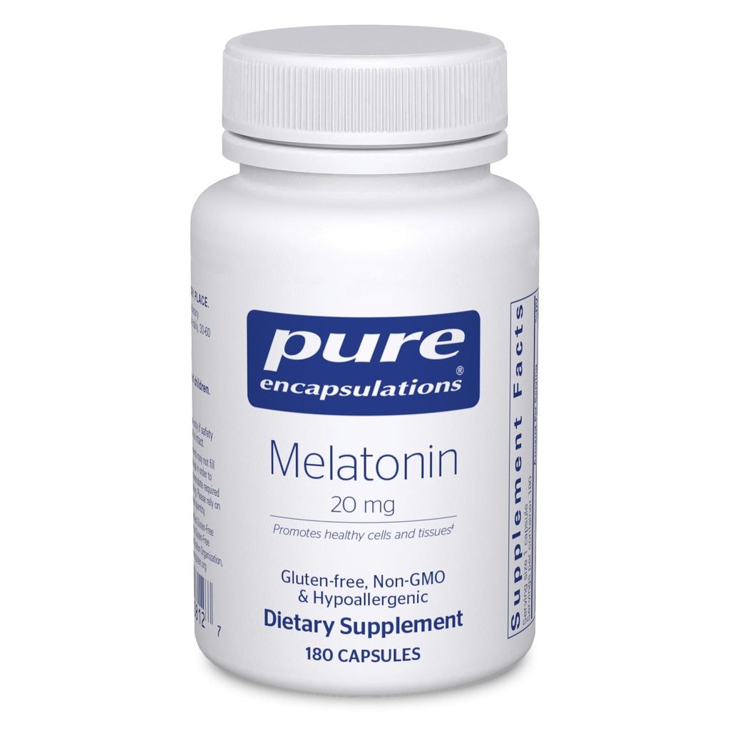 Ren indkapsling Melatonin 20 mg - ikke beregnet til dvalestøtte - for immunsystemet og sunde celler - 99, 5% renhed Melatonin - Gluten Free & Non- GMO - 180 kapsler
