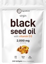 Micro Ingredients Black Seed Oil with Vitamin D3 1000 IE, 240 Softgels against 124; 2.000 mg Black Seed Oil Per Serving