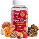 Troop Super 6 Mushroom Gummies - Immunitet, Energi og Mood Boost - Triple- Extraded Fruiting Body - Vegan, 60 Greve