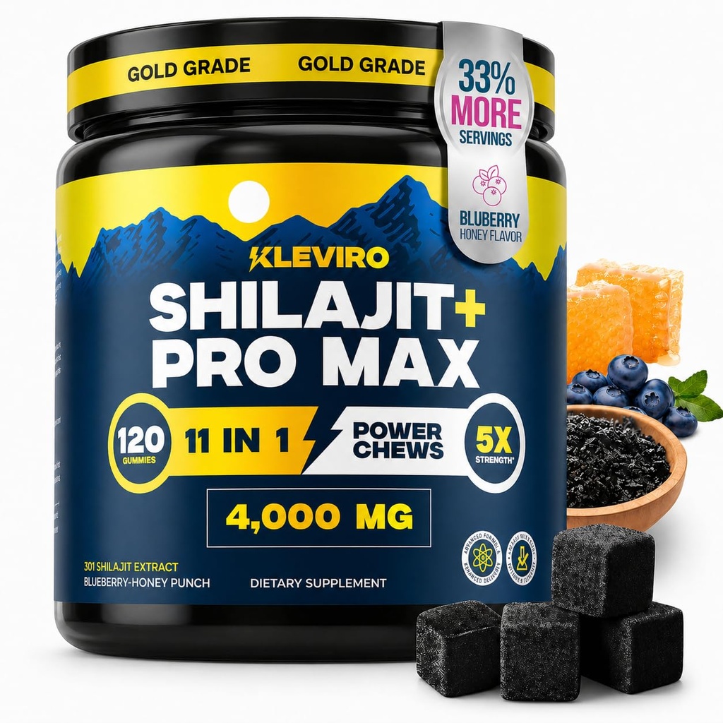 KLEVIRO 30: 1 Shilajit Gummies for Mænd Note 124; 78% Fulvic Acid