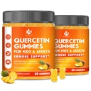 (2 Pack) Sugar Free Quercetin med Bromelain Gummies for Kids & Voksen - Immun, Antioxidant, Sæsonstøtte, 1000mg Quercetin Kosttilskud med Bromelain, Zink, Elderberry, C-vitamin D3 E, 120 Greve