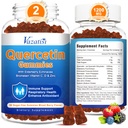 2 Pack Quercetin med Bromelain Gummies, Quercetin med C-vitamin Zink & Elderberry til immunsystem & Allergy, Chewable & Vegan Gummies, Blandede Berry Flavor 120 Cts