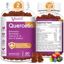 Quercetin Gummies, Quercetin med C-vitamin Zink, Bromelain, Elderberry og D-vitamin, immunstøtte voksne børn, Kvinder Mænd 120 Gummies Chewable