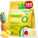 Glucosamin Chondroitin Gummies, 4200mg Ekstra styrke Fælles Kosttilskud Glucosamin Chondroitin med MSM & Elderberry til fælles sundhed, fleksibilitet, immunforsvar for voksne, mænd og kvinder, 180 Greve