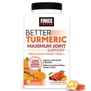 Force Factor bedre gurkemeje maksimal fælles støtte, 1075mg Curcumin med ingefær til støtte mobilitet, fleksibilitet & komfort, tygger mere praktisk end gurkemeje Gummies, Frugt Punch, 60 bløde tykkere