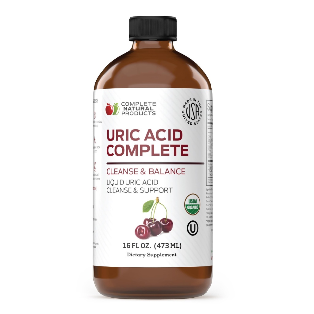 Komplette naturlige produkter Urisyre Komplet - 16oz flydende supplement til støtte Urisyre Cleanse, Nyre Sundhed & Cirkulation med Apple Cider Vincils, Tart Cherry, & Beet Root.