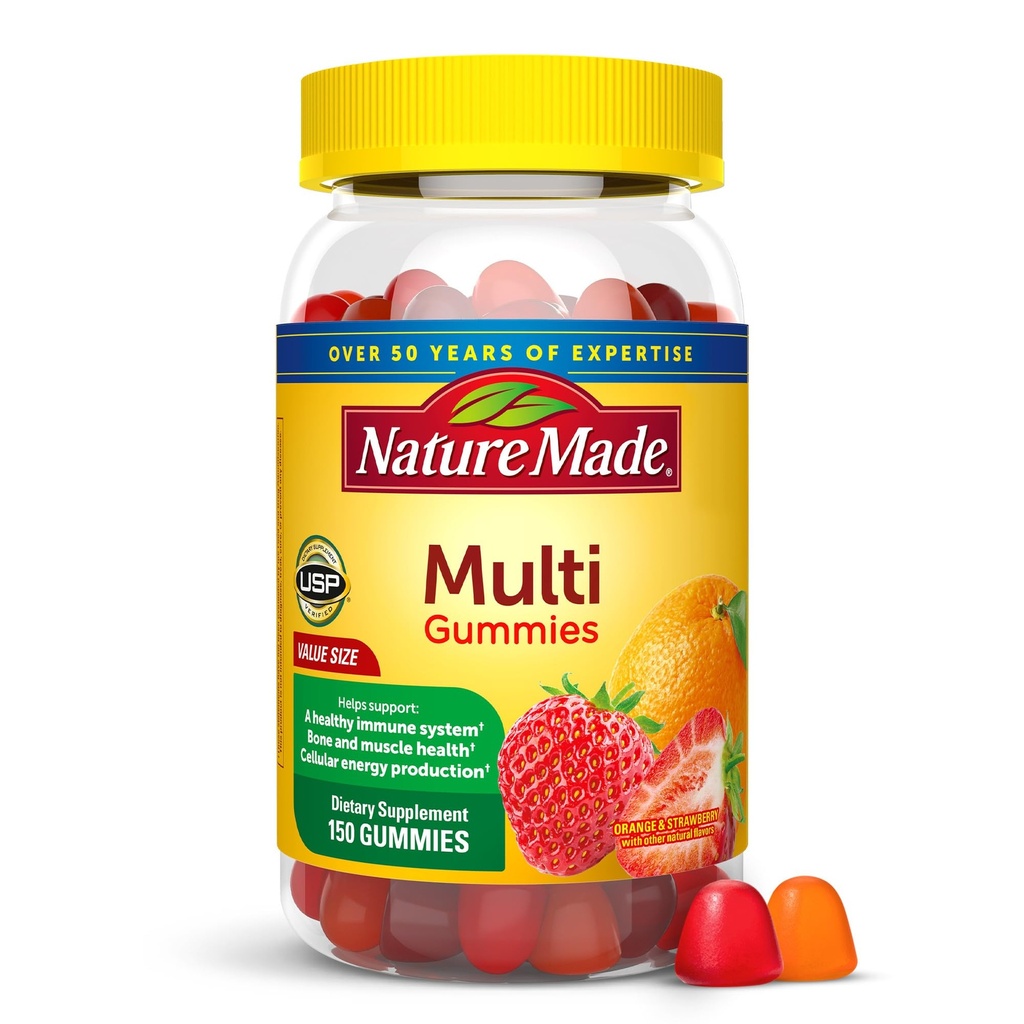Nature Made Multivitamin Gummies, Herre & Kvinder Gummies & Minerals, Voksen Multivitamin Gummies, Daglig Nutritional Support, 150 Vitamin Gummies, 75 Day Supply