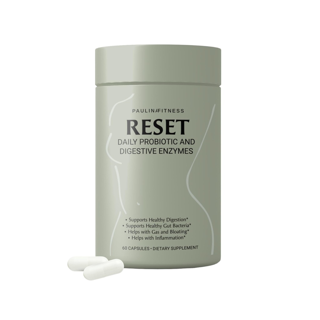 Reset Daily Probiotic + Prebiotic Plant Digestive Enzymes - Advanced Gut Reset for Women - Bloating Relief, Weight Management, Digestion, Gut Health - Vegan, Shelf- Stable - 60 kapsler (30- Day Supply)
