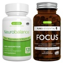 Neurobalance + Focus Brain Booster Vegan Bundle, Høj Absorption Zink Magnesium & B6 + Koffein, Aminosyrer & Methyleret B- Vitaminer, af Igennus