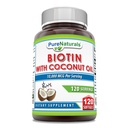 Pure Naturals Biotin 10000 Mcg med ekstra Virgin Organic Coconut Oil 120 Softgels - 124; Non- GMO - 124; Gluten Free - 124; Fremstillet i USA