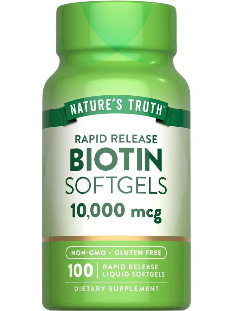 Nature's Truth Biotin 10,000mcg | Rapid Release Softgels | 100 Count | Non-GMO & Gluten Free Supplement