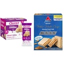 Quest Birthday Cake Frosted Cookies Twin Pack med 16 Cookies og Atkins Peanut Butter Protein Wafer Crisps med 5 Greve