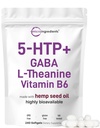 Micro Ingredients 5-HTP 200mg, 240 Softgels against 124; Extra Strength 5-Hydroxytryptophan Complex med GABA, L- Theanine, Vitamin B6 Yax124; Meget biotilgængelig med Hemp Seed Oil Carrier