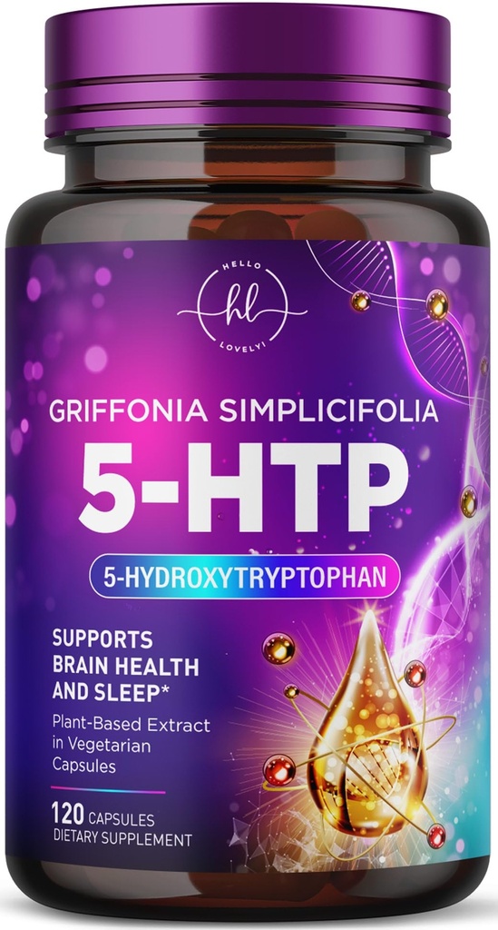 5-HTP supplement - 200mg per servering - Ekstra styrke 5htp fra Griffonia Simplicifolia - Understøtter Rastful Sleep, Natural Call & Brain Health - 5 Hydroxytryptophan - Flasket i USA - 120 Kapsler