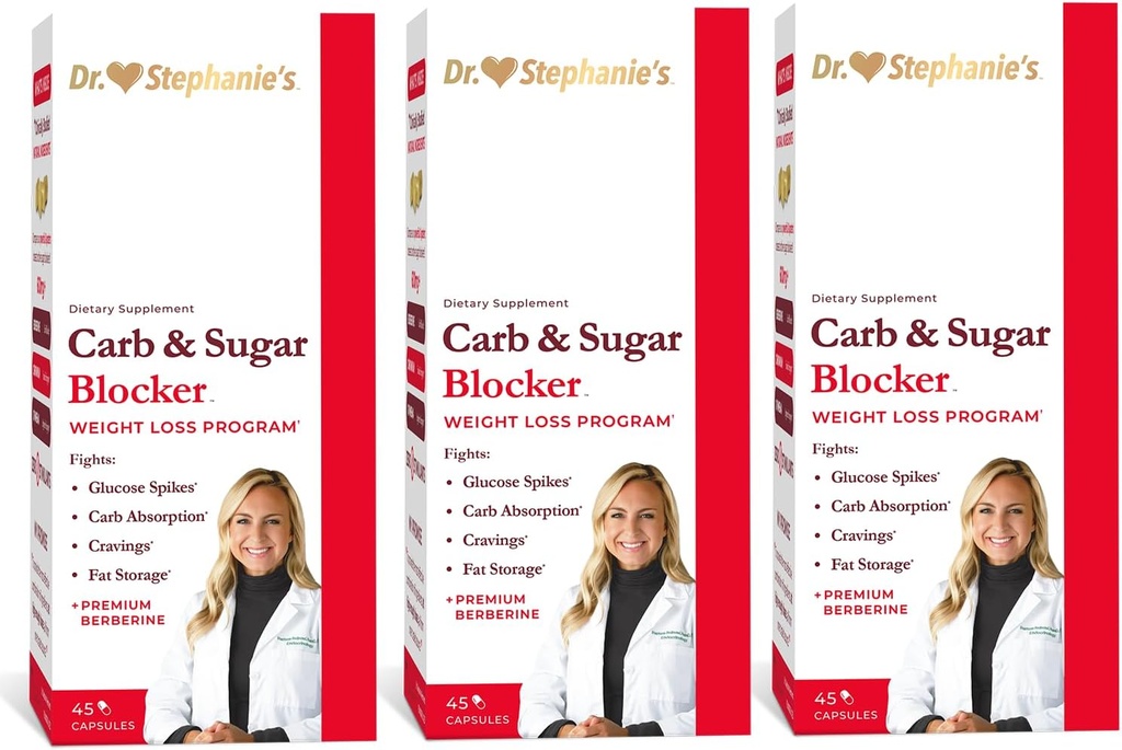 Dr. Stephanies Mealtime Carb & Sugar Blocker - Reducere fordøjede kulhydrater, sukkerarter, & kalorier, Stimulant- Free (3 Pack)