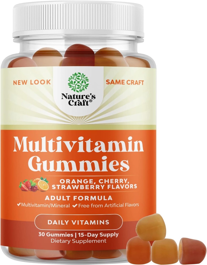 Potent Daglig Multivitamin Gummier for voksne - Wellness Blend of Vitamin D A C E B12 Zink og biotin - Voksen Vitamin Gummy for energi og immunitet - Non-GMO Gluten Free og Halal Gummies 30 Greve
