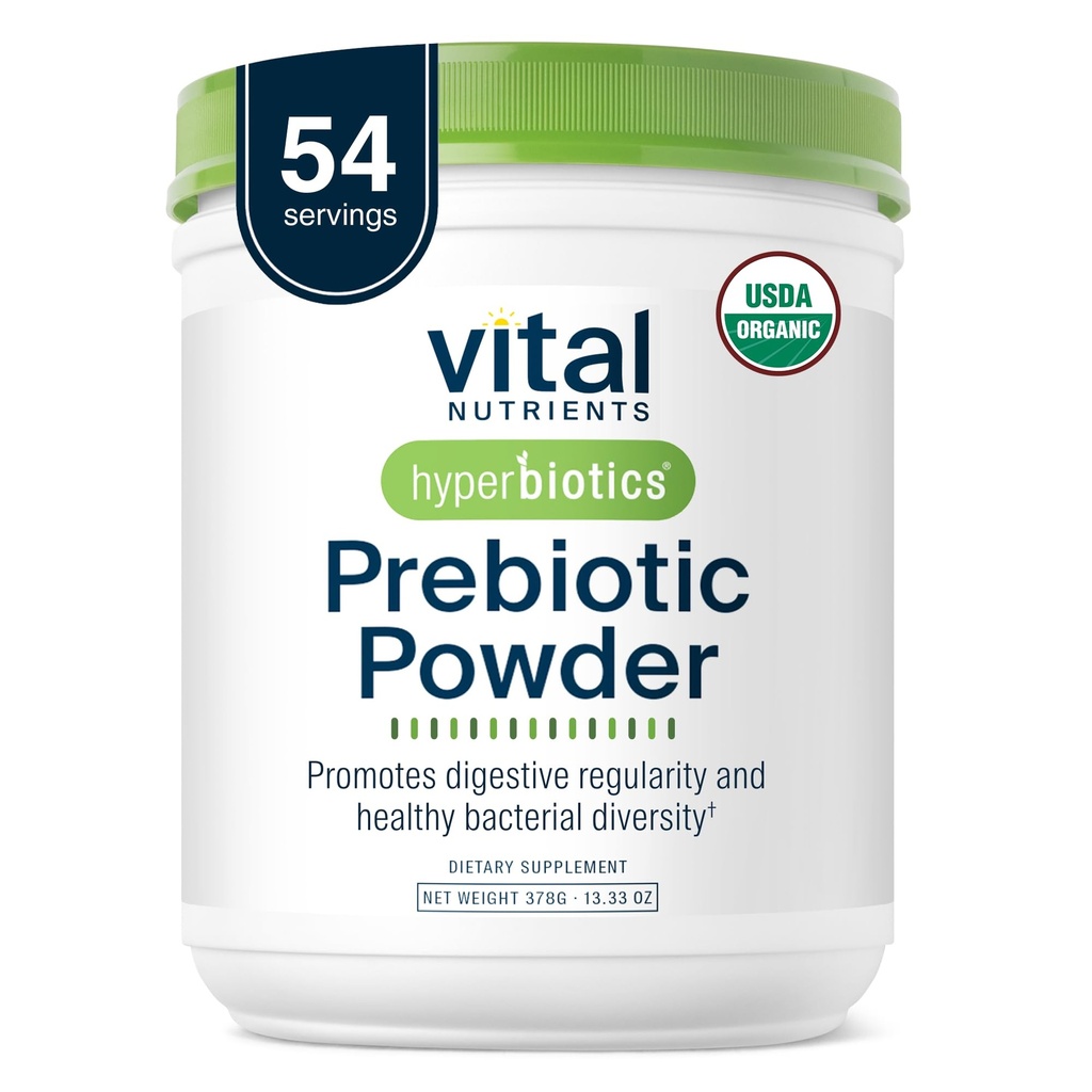 Hyperbiotika Vital Nutrients Organic Prebiotic Fiber Powder Name 124; Understøtter Gut Sundhed og fordøjelsesmæssige Regularity