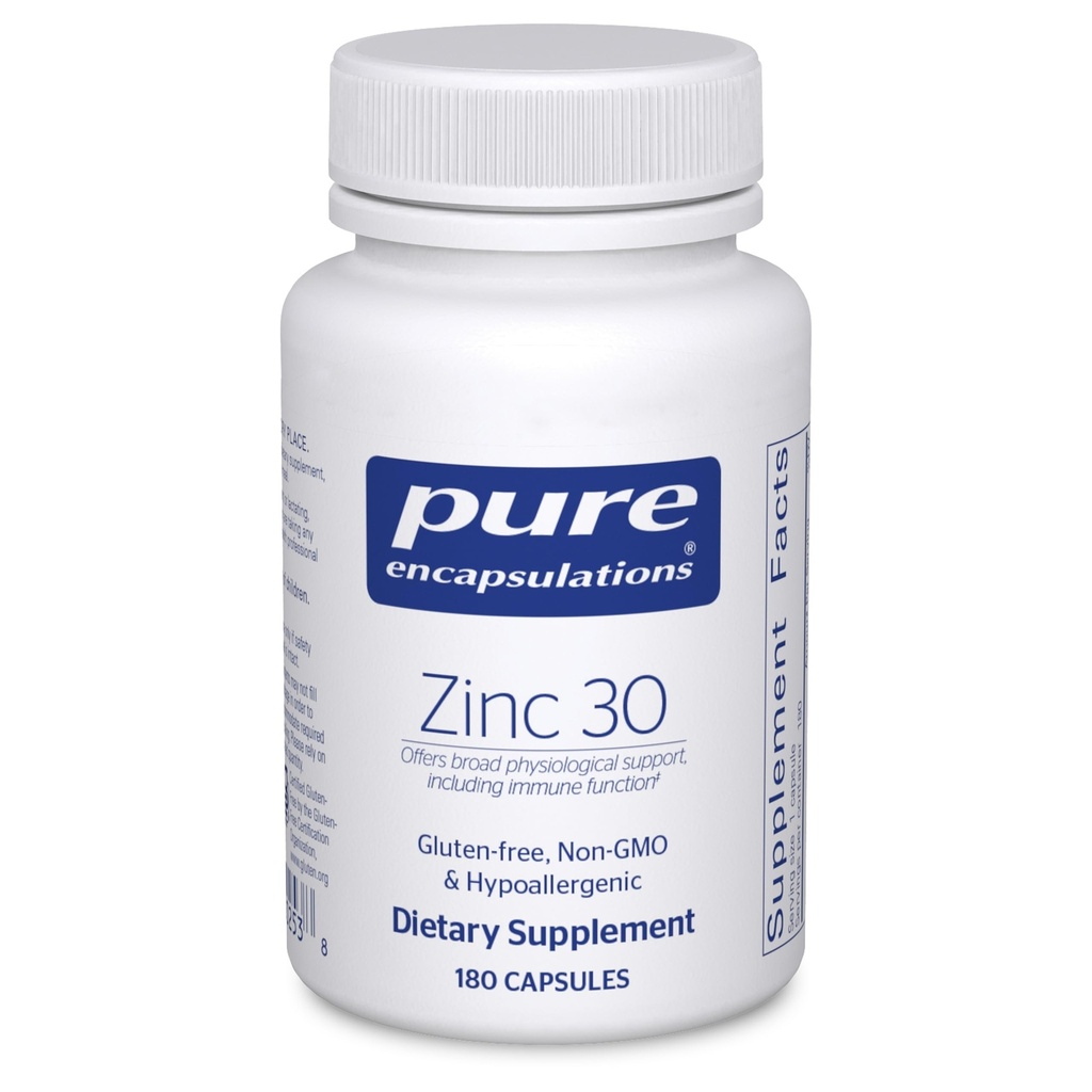Ren indkapsling Zink 30 mg - supplement til immunsystemet support, vækst og udvikling, og Sår heling * - med Zink Picolinate 30 mg - 180 kapsler