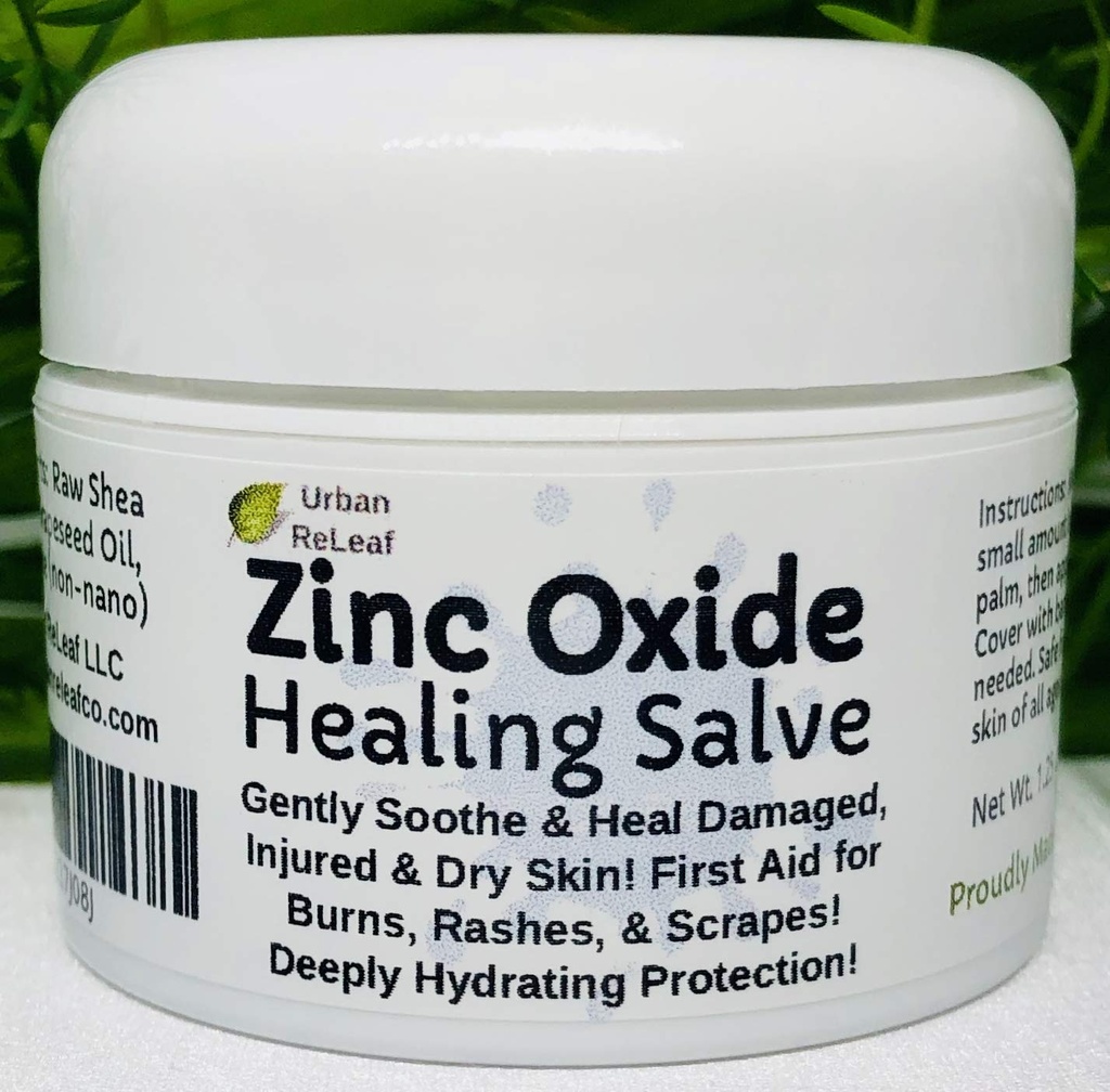 Urban ReLeaf Zink Oxide Salve! Forsigtigt Sothe & Beskyt Beskadiget, såret og tør hud! Førstehjælp, Burns, udslæt, skrammer! Dybt Hydrerende Beskyttelse. 100% Natural! Rolig sarte hud i alle aldre.