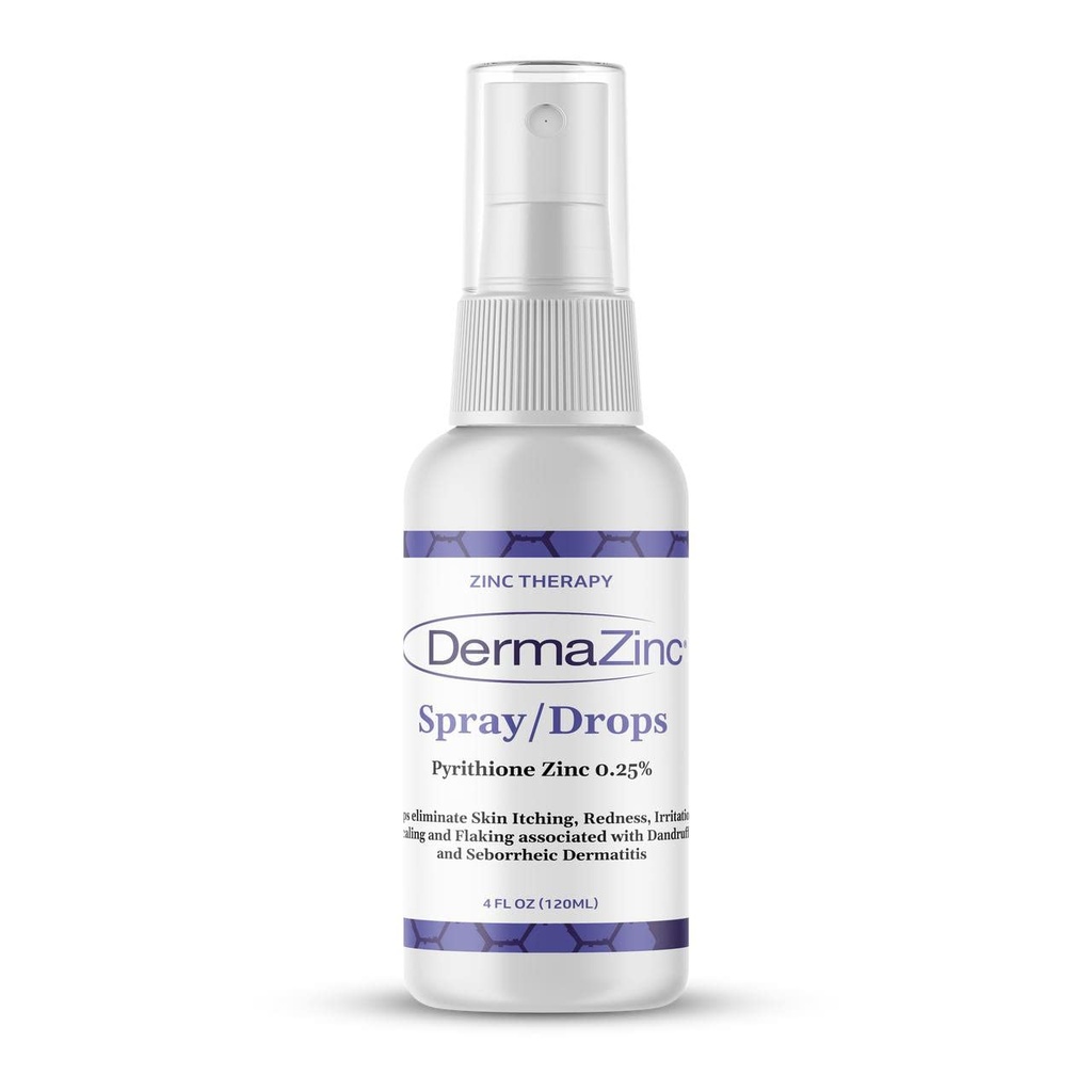DermaZink terapi spray / dråber, Zink spray til hudlidelse Relief dråber til psoriasis, Dermatitis, Eksem, og andre hudtilstande Symptomer, 4oz