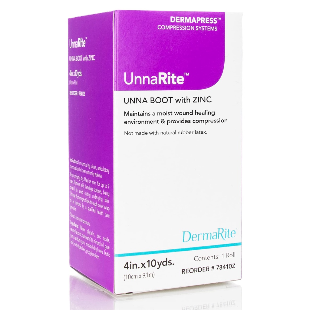 DermaRite 's UnnaRite C Unna Boot, med Zink Oxide - Fugtig Healing og Gentle Compression for Venous Leg ulcers - 4 in. x 10 yds., 1 Roll