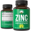 Vegansk zink supplement med C-vitamin + hel fødevareblanding af 25 grøntsager og frugter til Max Absorption. Zinktilskud 30 mg kapsler, piller, tabletter, vitaminer til voksne både mænd og kvinder