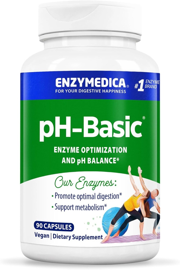 Enzymedica, pH- Basic, omfatter fordøjelsesenzymer, næringsstoffer & urter, understøtter sund fordøjelse & pH balance, 90 Tæl