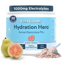 Feel Goods Hydration Hero, 1.000mg Electrolytes Powder, Sugar Free, Magnesium, Organic Aloe Vera, Organic Aloe, L Theanine, Vitamin C & B12, Non GMO, Keto, Vegan Buddy 124; Guava Fresca, 30 Servere