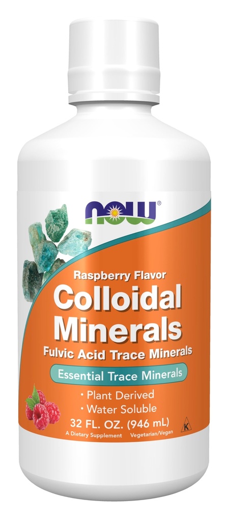 Now Foods Kosttilskud, Kolloide Minerals Flydende, Plant Derived, Essential Trace Minerals, Hindbær, 32-Ounce