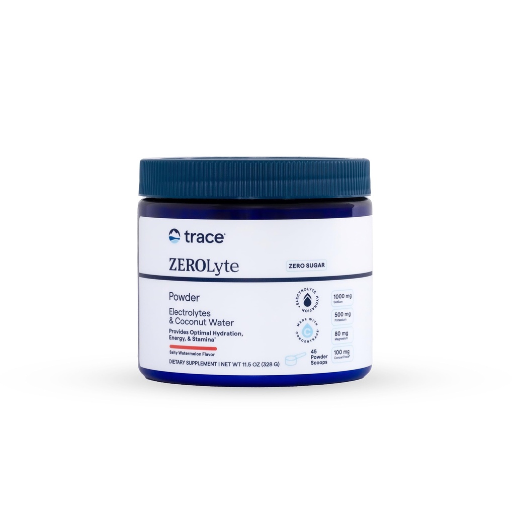 Trace Minerals ZeroLyte Salty Watermelon Flavor - Sukker Free Electrolyte Drink Mix - Understøtter hydrering, energi, Stamina - Ancient Sea Salt, Fuld Spectrum Minerals, kokos vand - 45 Servering
