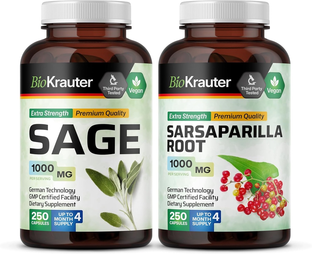 BIO KRAUTER Sage 250 Capsules & Sarsaparilla 250 Capsules