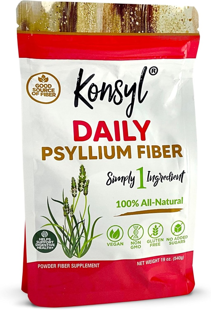 Konsyl Daily Psyllium Fiber Powder against 124; 100% All- Natural Psyllium Husk for Gut & fordøjelsesmæssig sundhed against 124; No Sugar, No Fillers 90 Serveringer (540g)