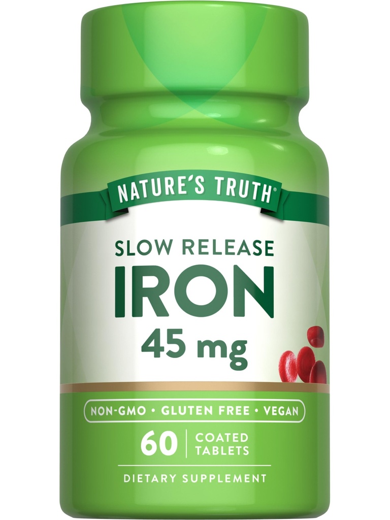 Nature 's Truth Iron Supplement- 124; 45 mg - 124; 60 Pills - 124; Ferrosulfat- 124; Non- GMO & Gluten Free Vitamin for mænd og kvinder