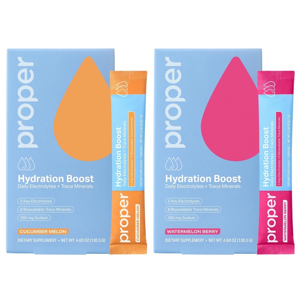 Korrekt hydrering sticks - Electrolyte Powder Drink Mix Pakninger med trace miner til hurtig hydrering + naturligt smag - ingen kunstige sødestoffer Vandmelon Berry