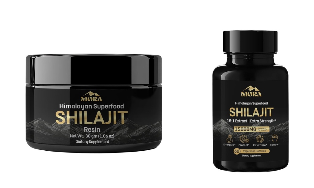 Godt at være Mora Himalayan Shilajit Resin (30g) + Vegan Shilajit Kapsler (60 Greve)