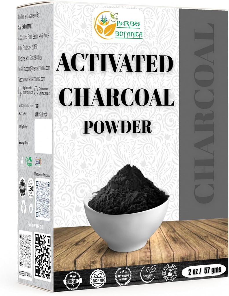 Urter Botanica Aktiveret Charcoal Powder 100% Food Grade Bamboo Charcoal Powder til Bagning, Sæbe Making, Ansigtsmaske & DIY Skincare Fine for multiple Uses 2 oz