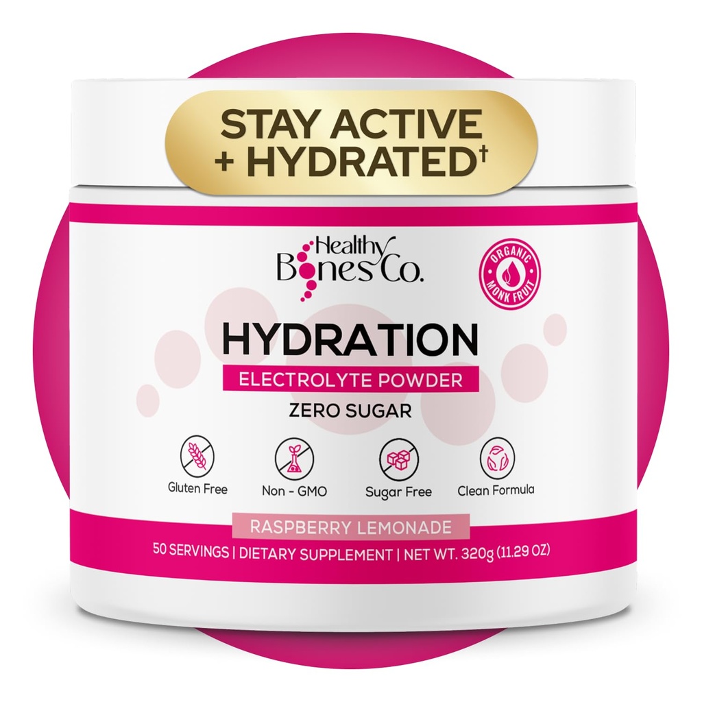 Sugar- Free Electrolyte Powder Drink Mix Fast Hydration naturligt sødet med økologiske munk Frugt, Hindbær Lemonade Flavor (325g) med Key Electrolytes og Trace Minerals -Keto Friendly, Vegan