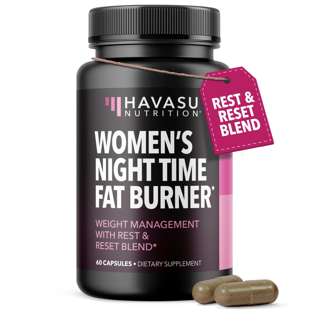 Nat tid Fat brænder for kvinder - Appetite Suppressant for vægttab - 60 Greve - Herbal Metabolisme Booster med Melatonin for søvn støtte - Vegan, Non- GMO kapsler - 2 Måned Supply