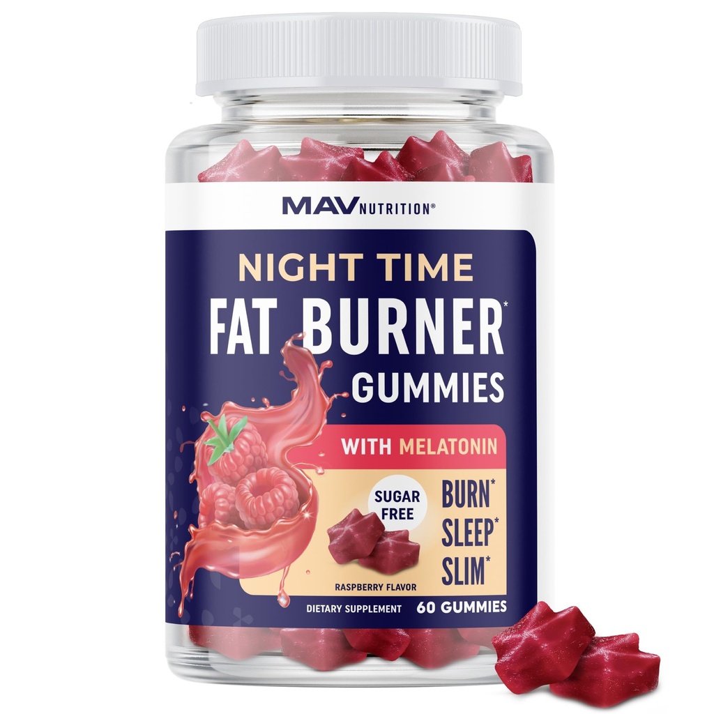 Nat tid Fat Burner Gummies med Melatonin til søvn & Vægttab Support 124; Hunger Suppressant & Metabolisme Booster, Shred Belly Fat Mens du sover 124; Kosttilskud til kvinder & Mænd